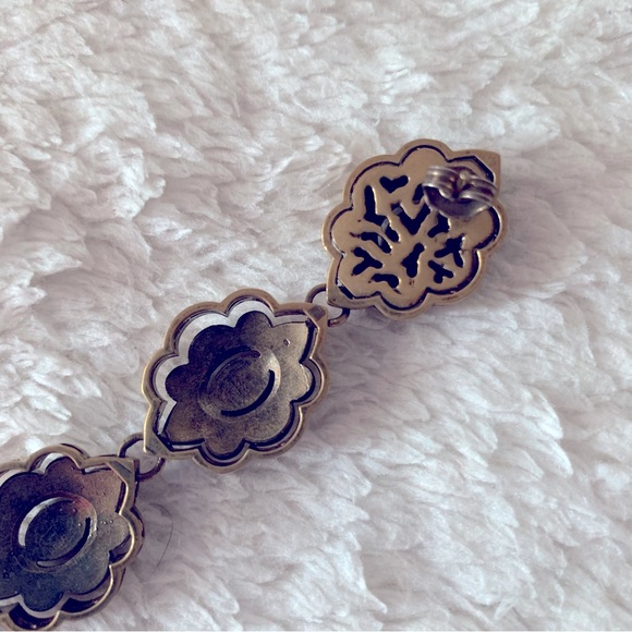 NIB Authentic Gucci Vintage Metal Flower Chain Earing w/ Gem Stones and Pearls - Picture 6 of 9